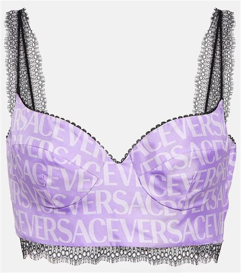 versace logo lace bralette